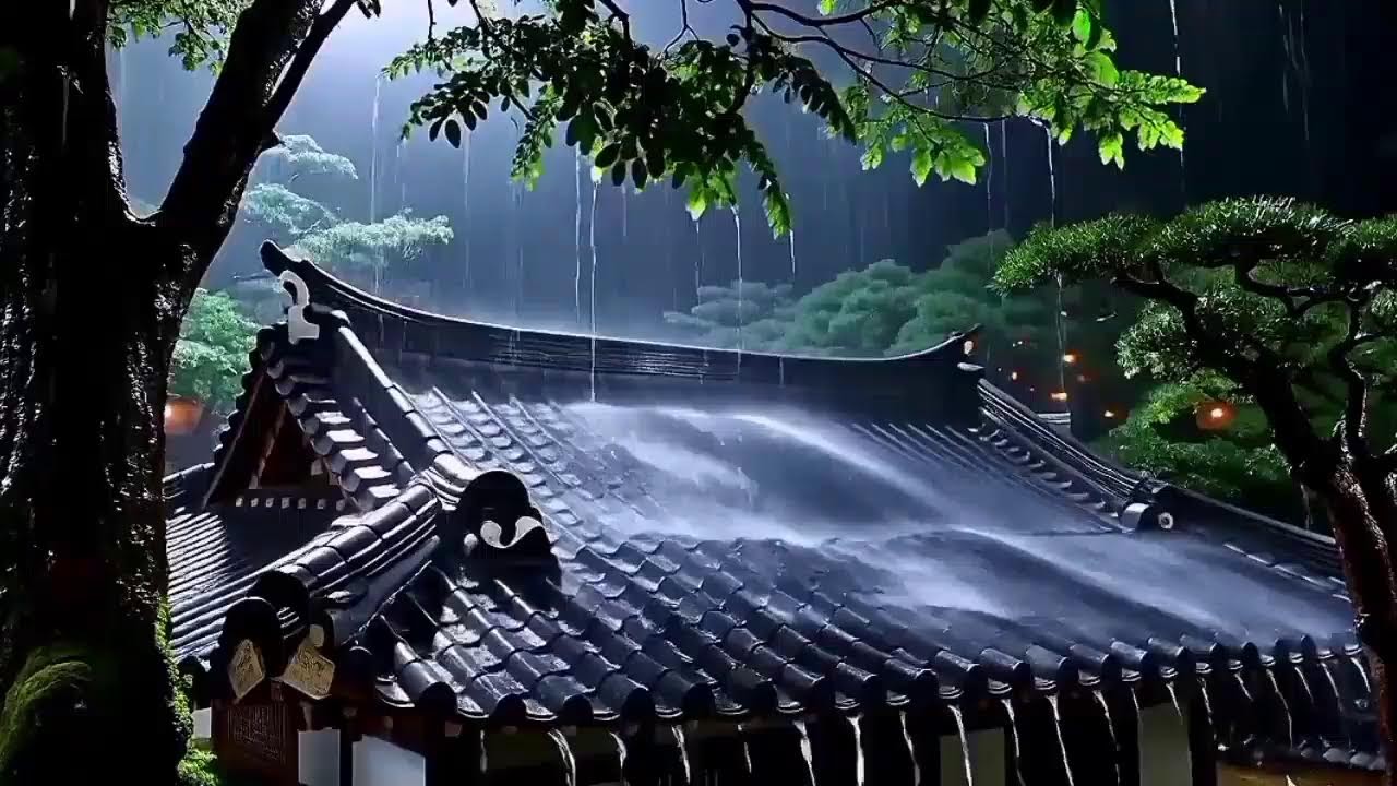 Heavy Rain on the Village Rooftop – The Most Peaceful Sleeping Companion