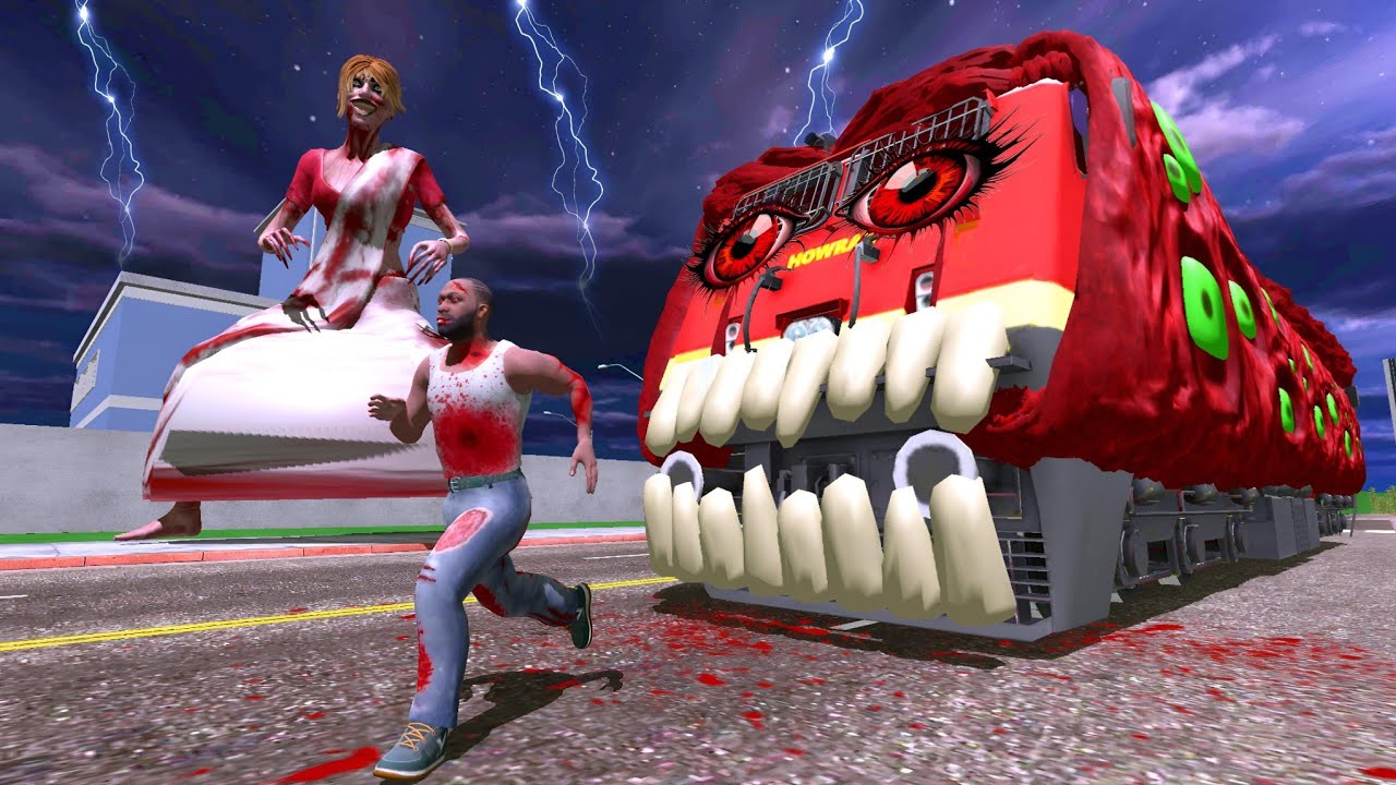 Haunted Train Become Eater Monster in Indian Bikes Driving 3d