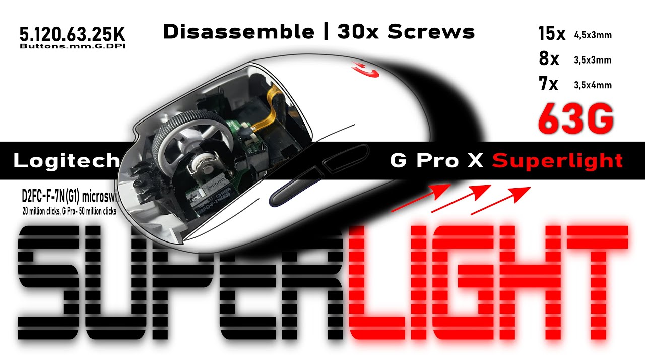 Logitech G Pro X Superlight | 30screws | vs | full disassemble