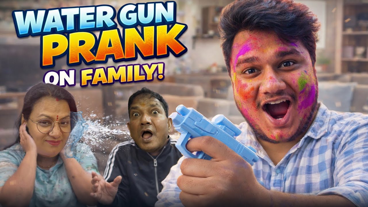 Water Gun Prank On Family😂Sabne Mujhe He Bheega Diya
