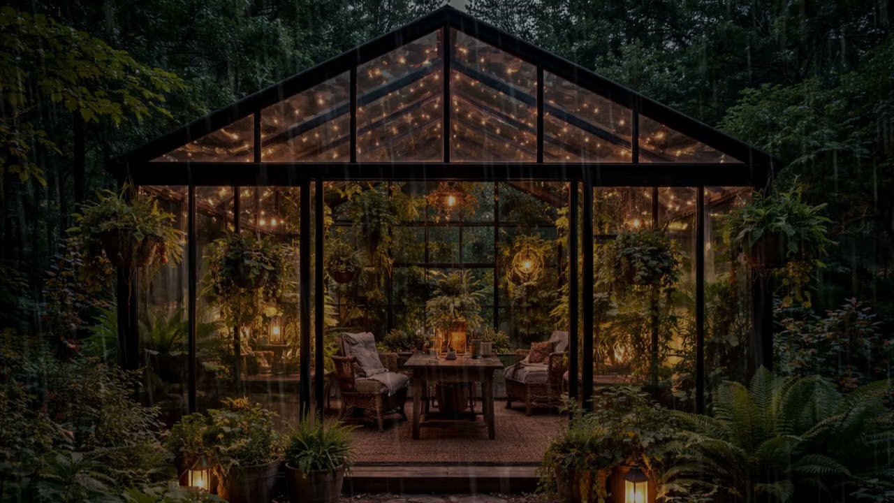 10 Hours Rain on Glass Greenhouse 🌧️ | Ultimate Sleep Ambience, No Music