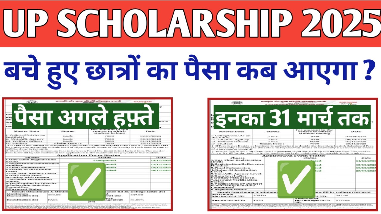UP Scholarship Latest News Today 2025-26 | UP Scholarship Paisa Kab Tak Aayega 2025-26