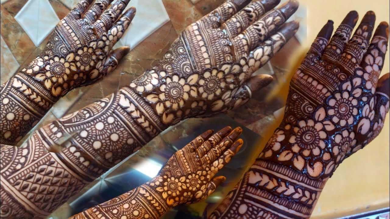full hand bridal mehndi design for back hand || heavy bridal mehndi design || negative mehndi design