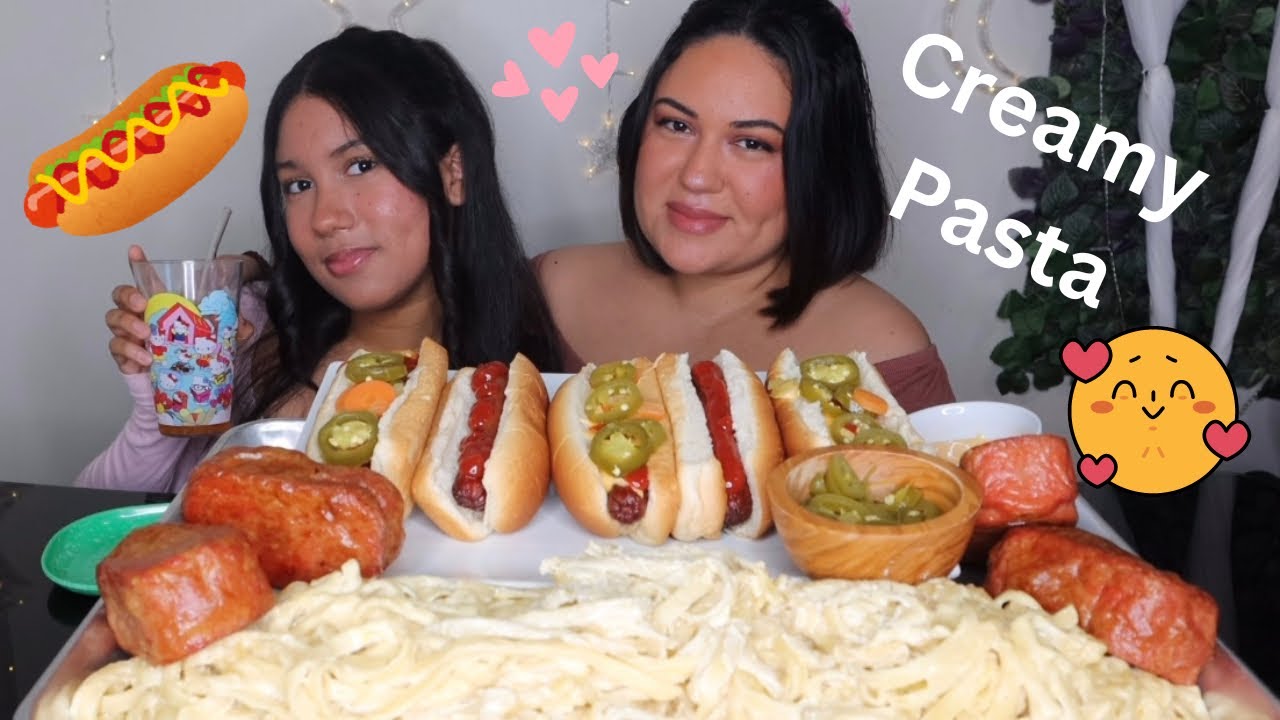 Cream Pasta! Loaded Hotdogs, Fried Spam with Cheese Sauce - Mukbang eating show