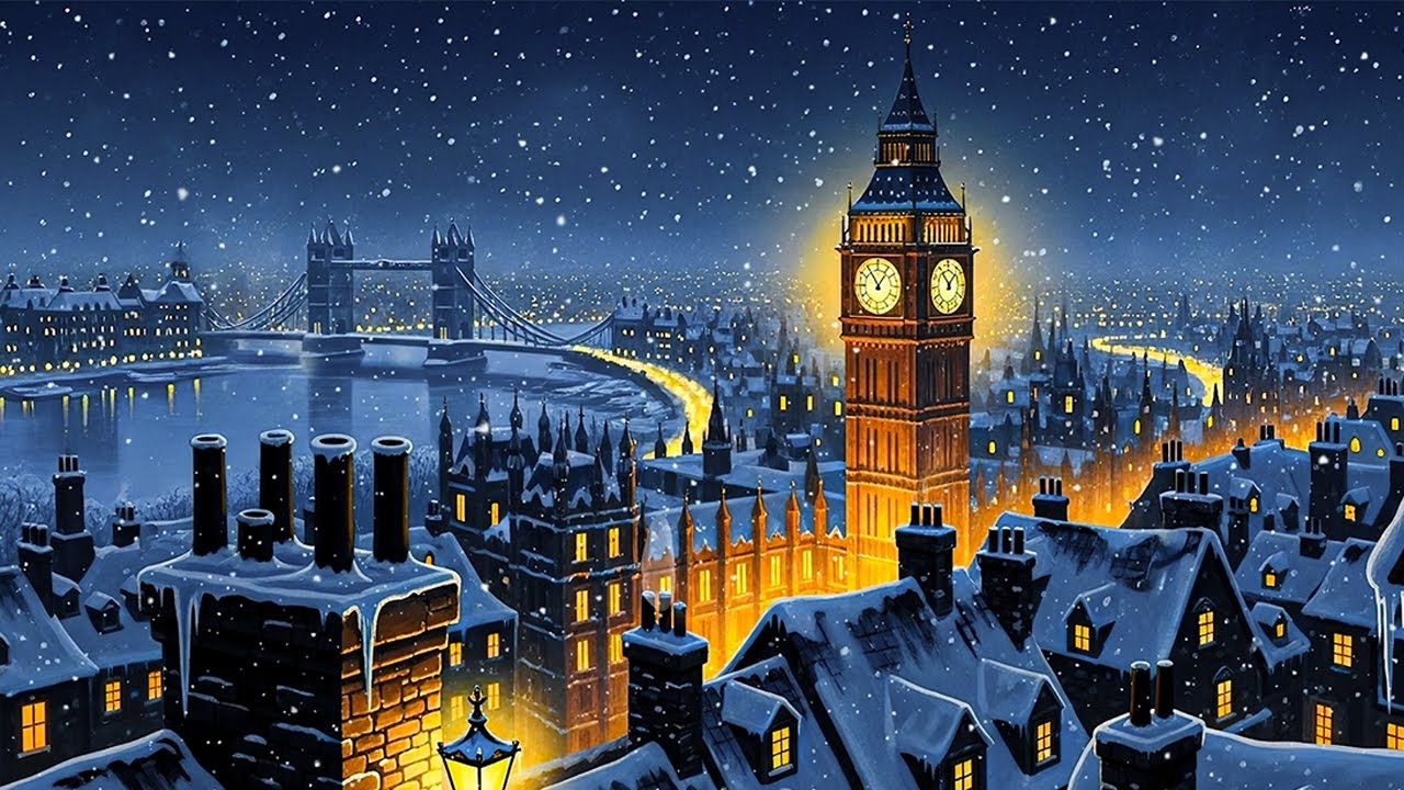 ❄️ snowy 1930s cozy night ambience | vintage oldies music & crackling fireplace for sleep & relax