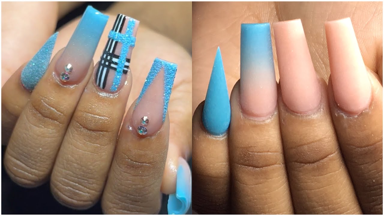 BLUE FREESTYLE NAILS 💙 FULL PREP PROCESS | BEGINNING TO END ✨| ACRYLIC NAIL TUTORIAL