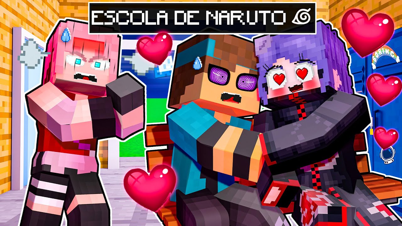 MINHA NOVA NAMORADA na ESCOLA de NARUTO no Minecraft!