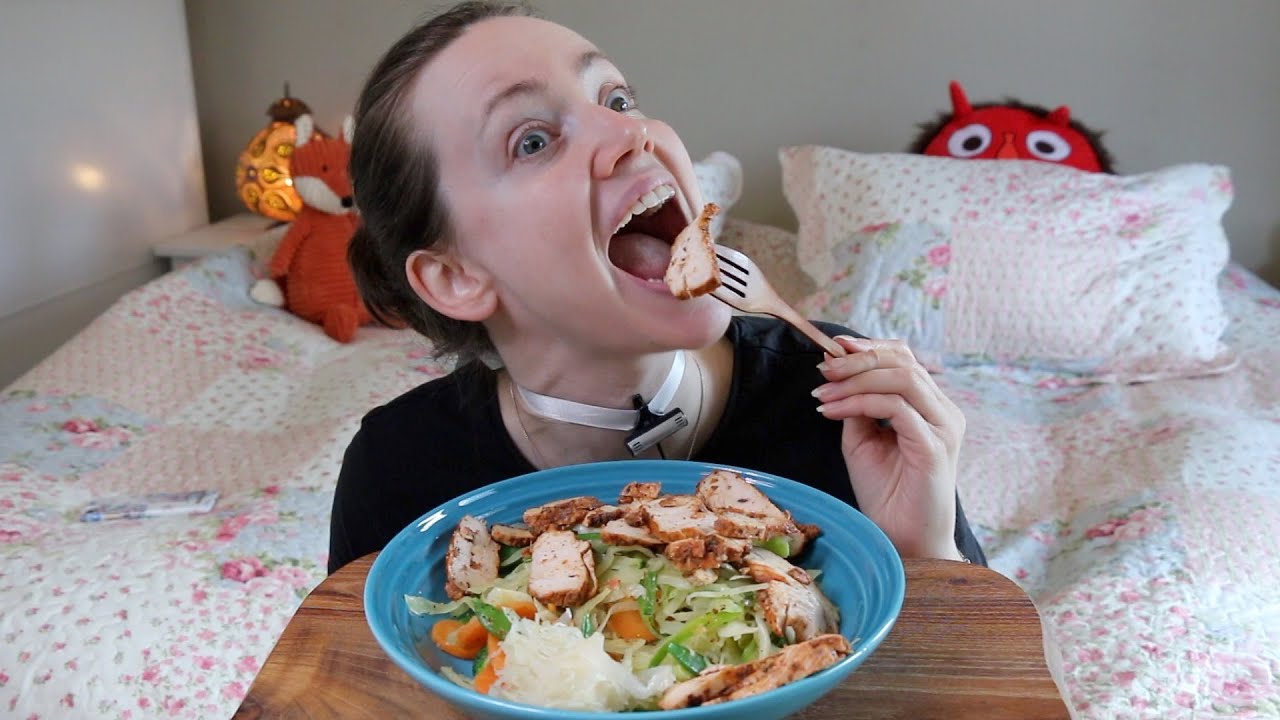 ASMR Whisper Eating Sounds | Chicken Vegetable Stir Fry | Mukbang 먹방