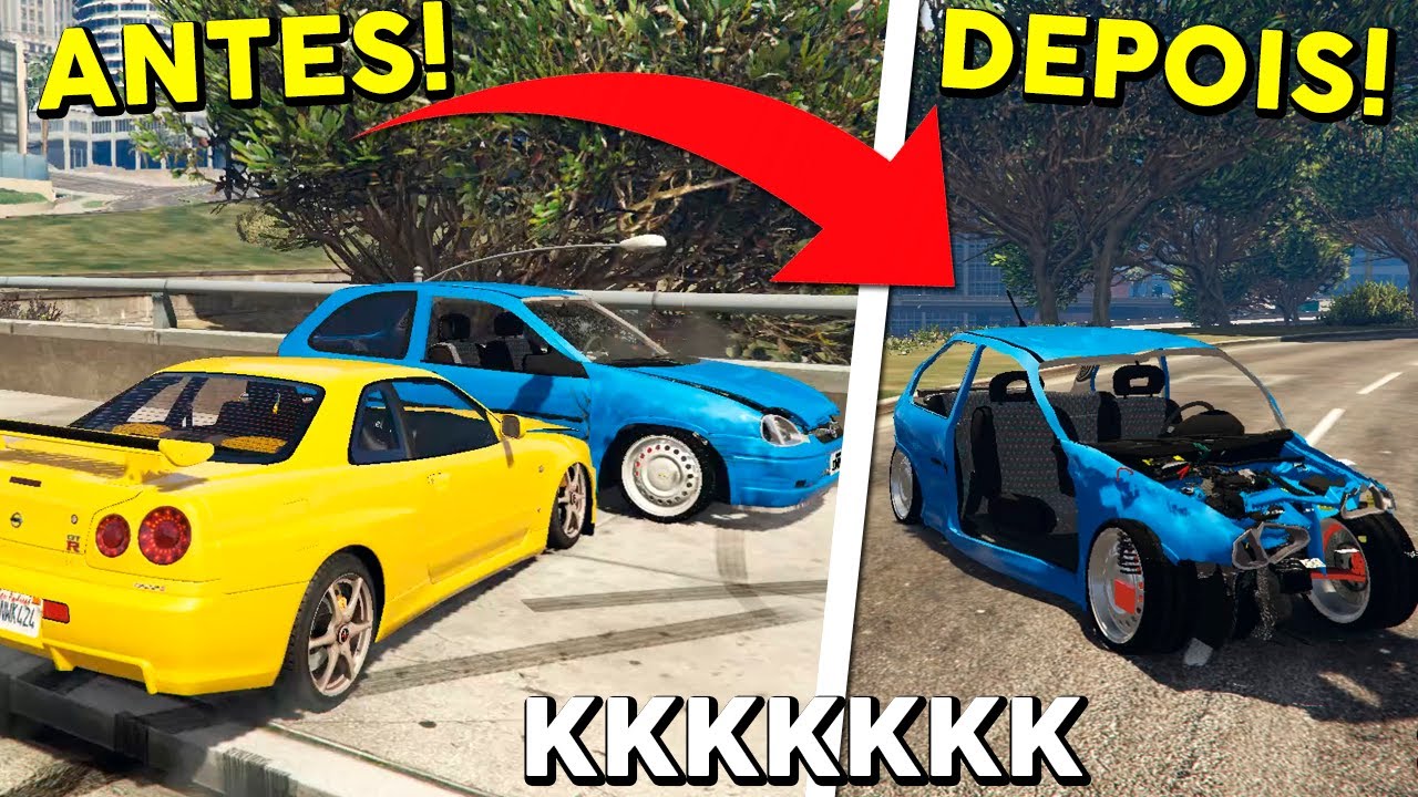 BATENDO no CARRO dos JOGADORES ate QUEBRAR - GTA RP