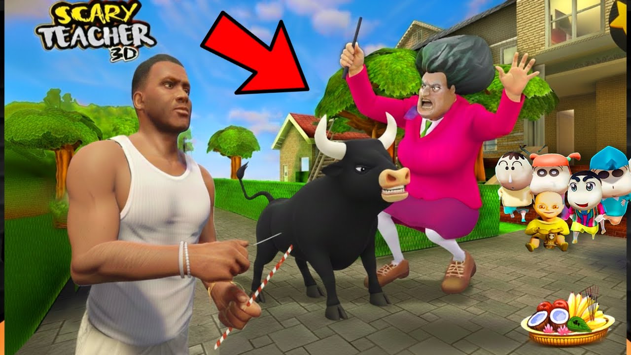 FRANKLIN AND SHINCHAN Fight With Scary Teacher For Save Avengers BULL in GTA 5 || GTA 5 TAMIL