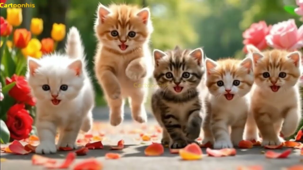 4 Princess Kittens Dancing in a Magical Garden 🐱👑🦋