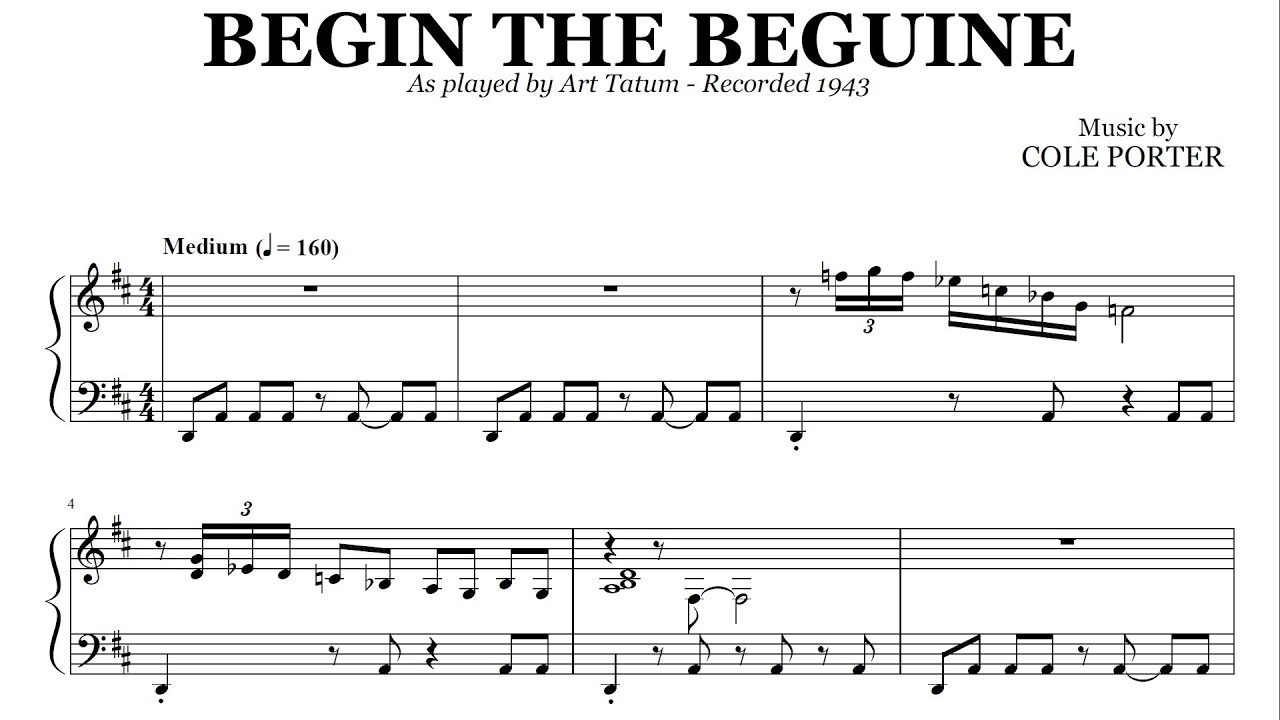 Art Tatum: Begin the Beguine (1939), full piano transcription | Jazz piano solo