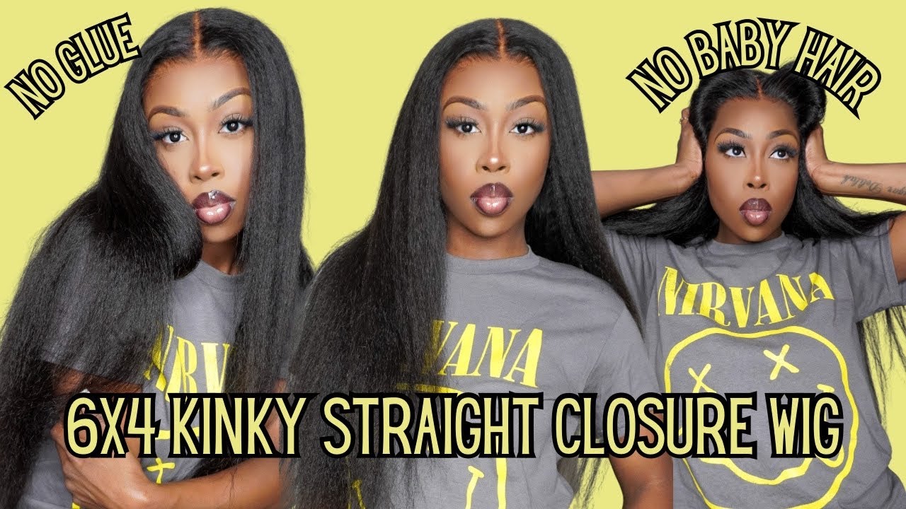 Best Kinky Straight Wig From Amazon | 6X4 Closure Wig | Completely Glueless Install | Ft. Domiso