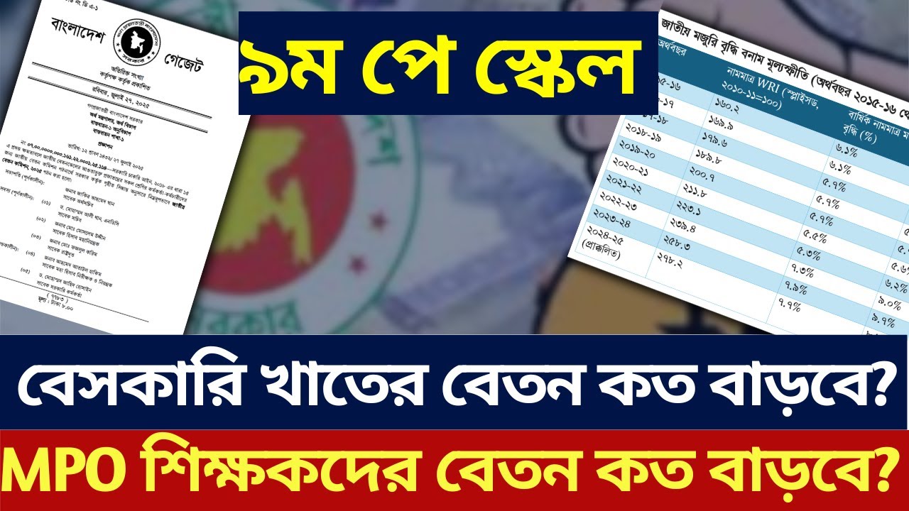 💰 ৯ম পে স্কেল - বেতন কত বাড়বে বেসরকারি খাত ও MPO শিক্ষকদের ? Pay commission, Pay scale 2025.