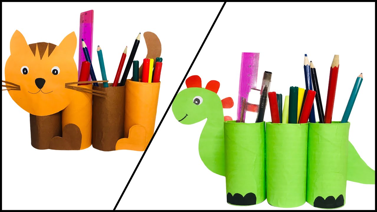 How to make pen stand using toilet paper roll | DIY | Tissue roll pen stand | recycled pencil holder