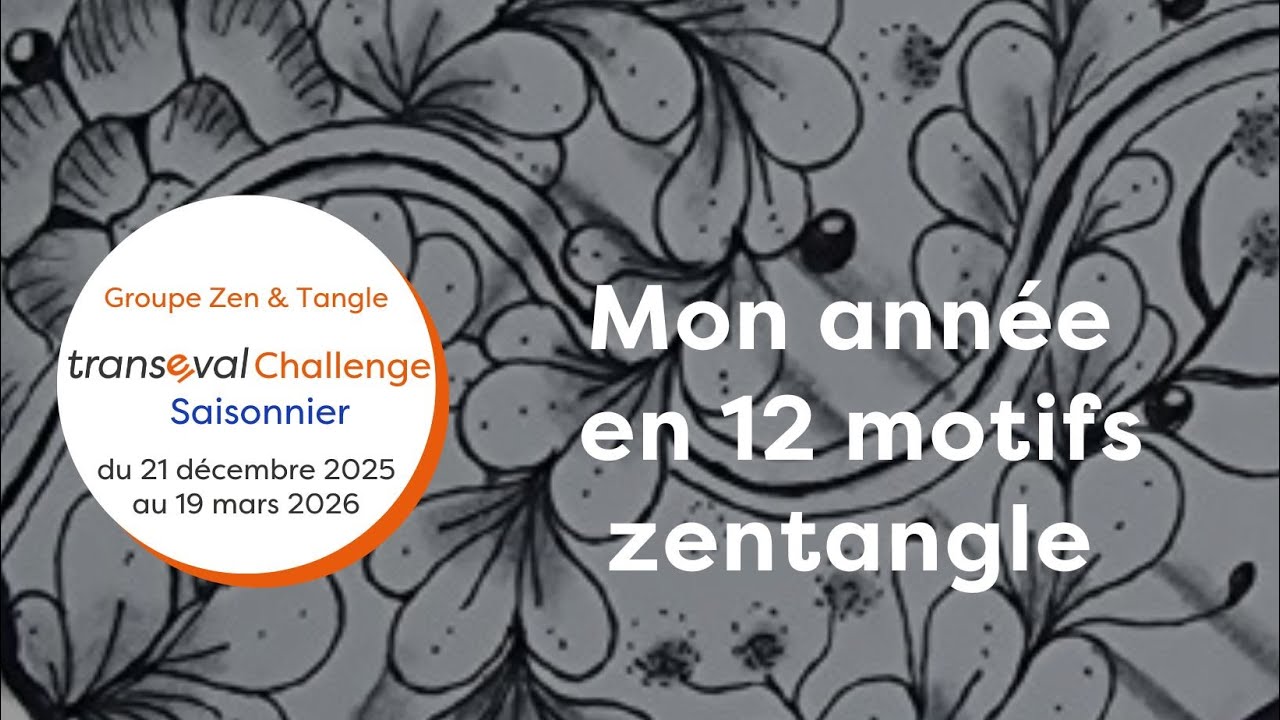 Mon année en 12 motifs Zentangle -  transévalChallenge Saison Hiver 2025-2026