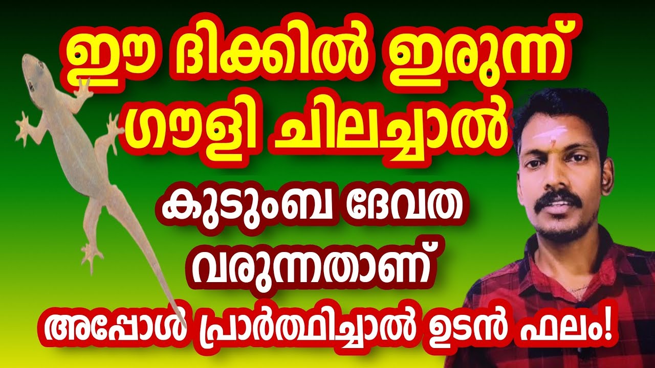 ഈ ദിശകളിൽ ഗൗളി ചിലച്ചാൽ കുലദേവതയുടെയും ഇഷ്ടമൂർത്തിയുടെയും വരവാണ്.അപ്പോൾ പ്രാർത്ഥിച്ചാൽ 100% ഫലിക്കും