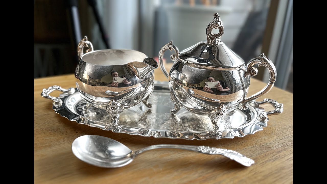 Completing The Set: Polishing The Matching Pilgrim Silver Tray, Creamer and Sugar Bowl with Tray