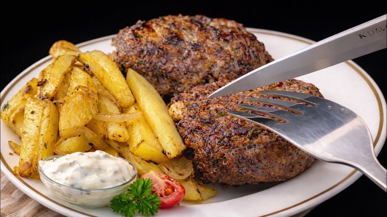 Deutsche Frikadellen mit Bratkartoffeln – einfach und unglaublich lecker!😋 #rezept#kochen#essen#food