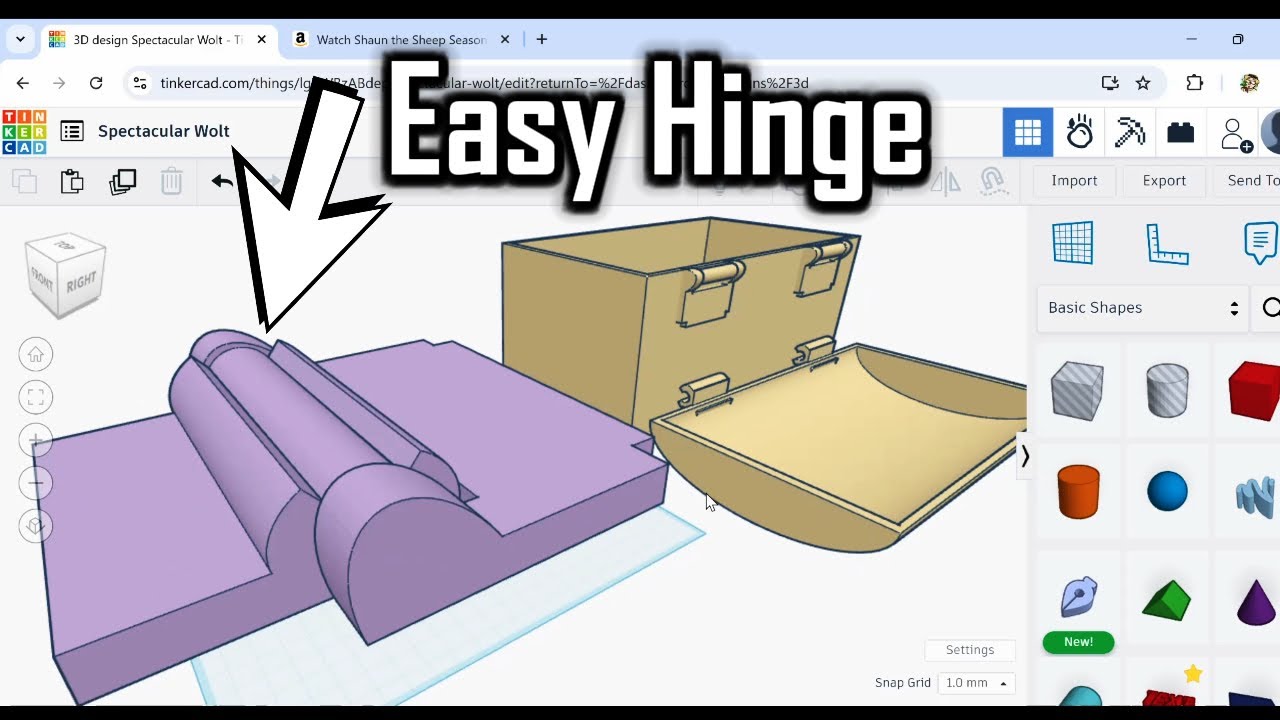 Tinkercad Design Tutorial! New Easy Hinge! 3D Modeling!