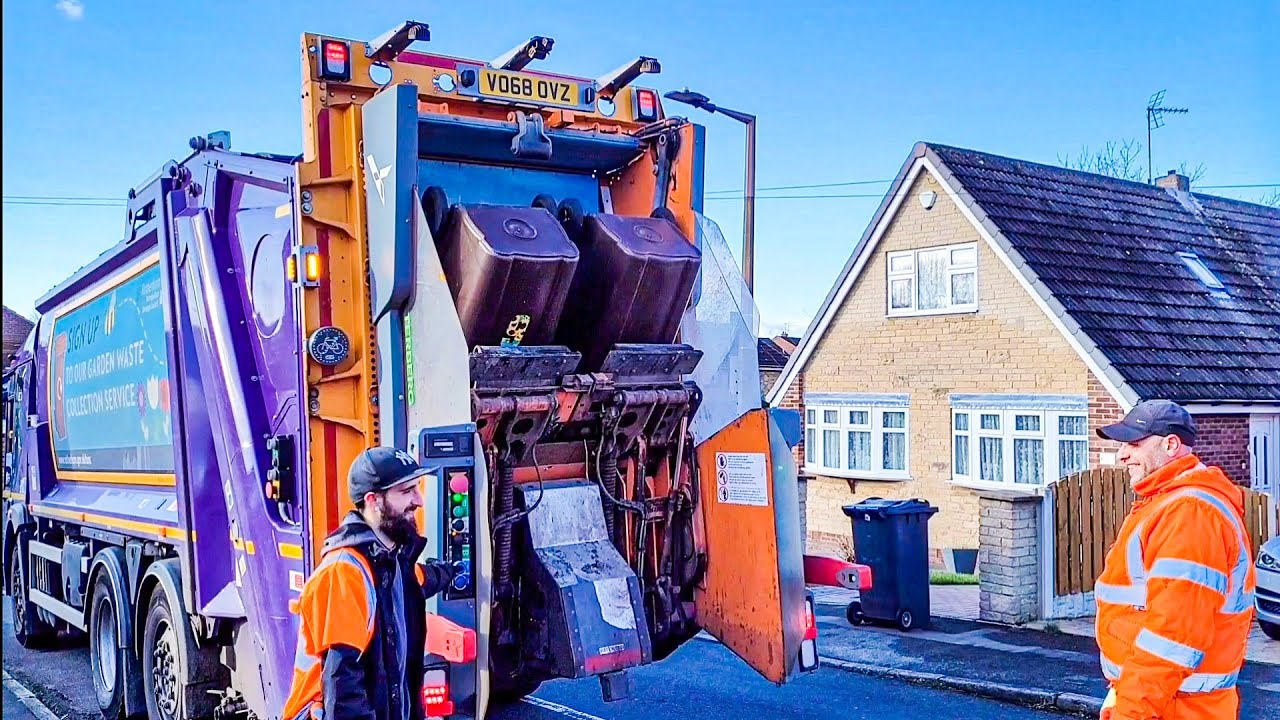 The A Team!! Dennis Elite 6 Bin lorry on Garden Waste, OVZ
