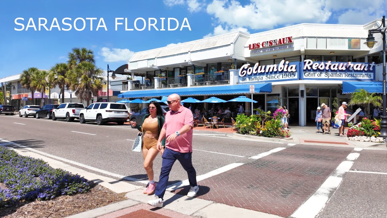 Sarasota Florida 2025 - St. Armands Circle & Longboat Key Beach · Walking Tour 4K