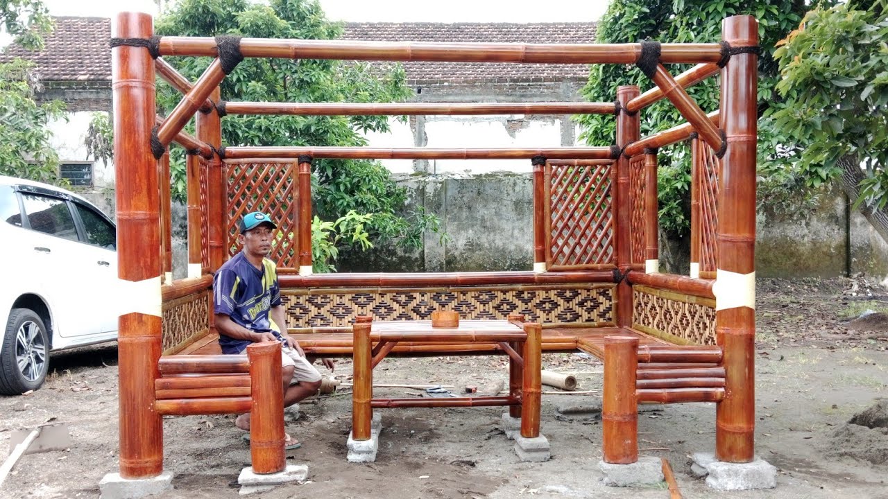 Tutorial pemasangan gazebo tanpa lantai Pakai kursi kiri, kanan, dan belakang pakai meja