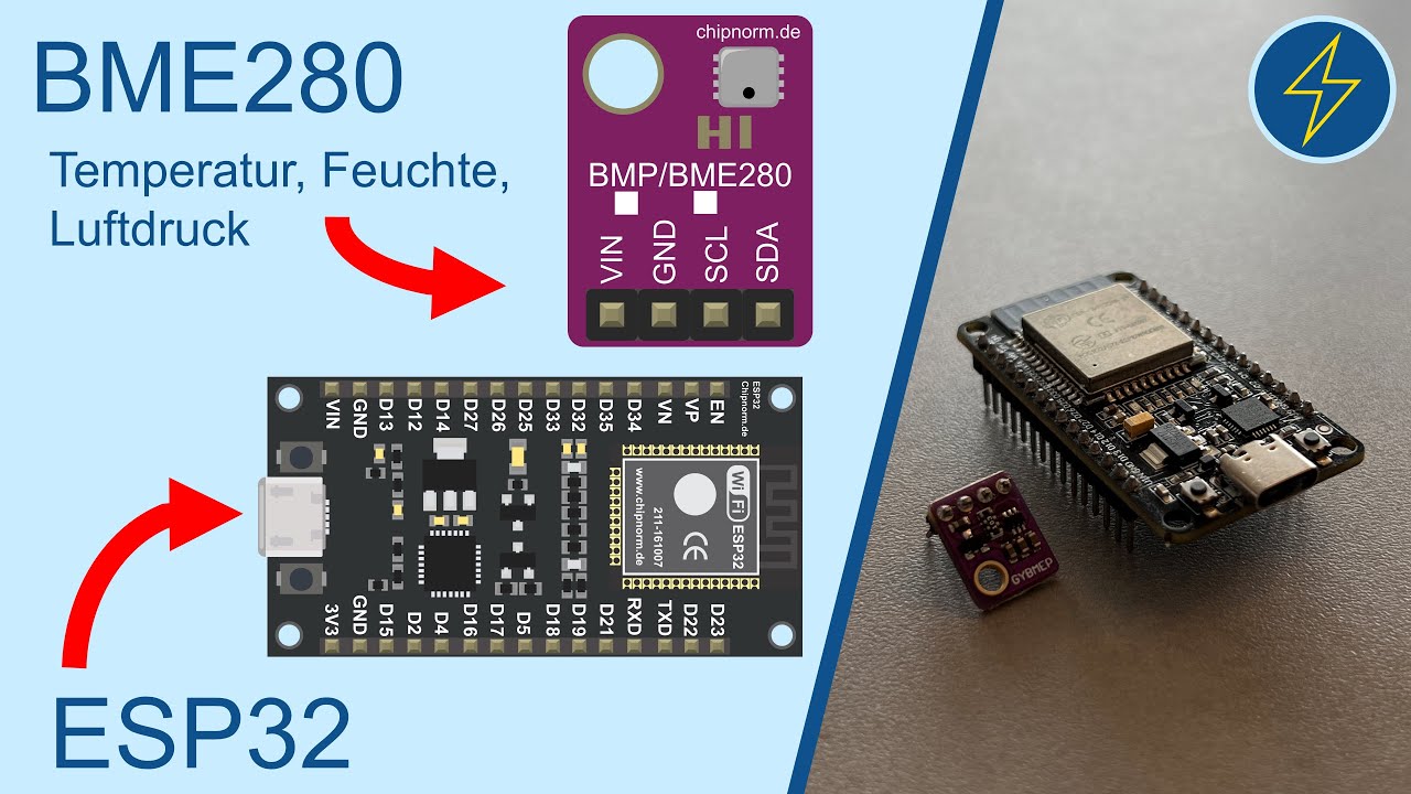 BME280 + ESP32 Tutorial (Luftdruck, Luftfeuchtigkeit, Temperatur)