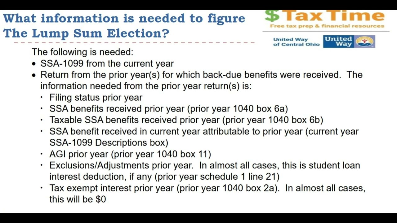 SSA Lump Sum Distributions Tax Year 2025