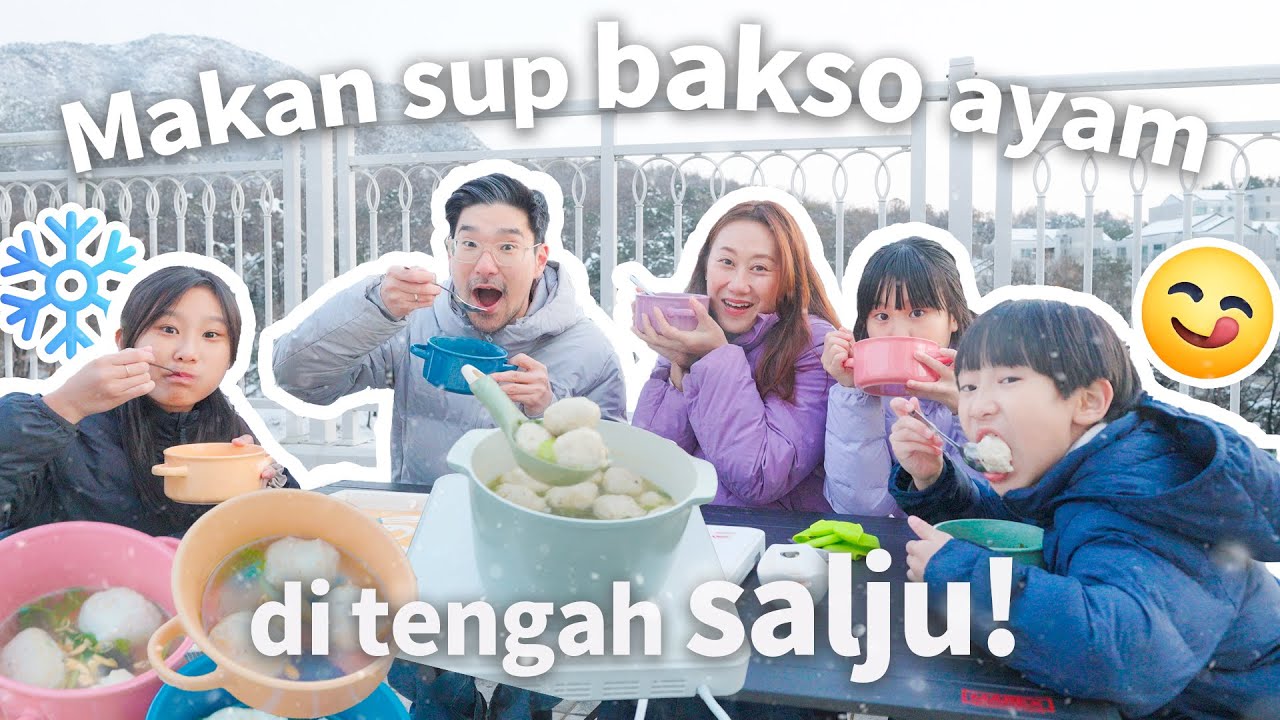 MASAK DAN MAKAN SUP BAKSO AYAM DITENGAH SALJU PERTAMA TAHUN INI! 🍲🗻