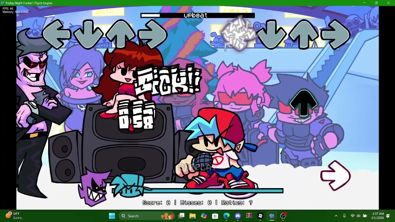 Upbeat FNF Mod Sneak Peek 2 (i am using botplay due to lag)