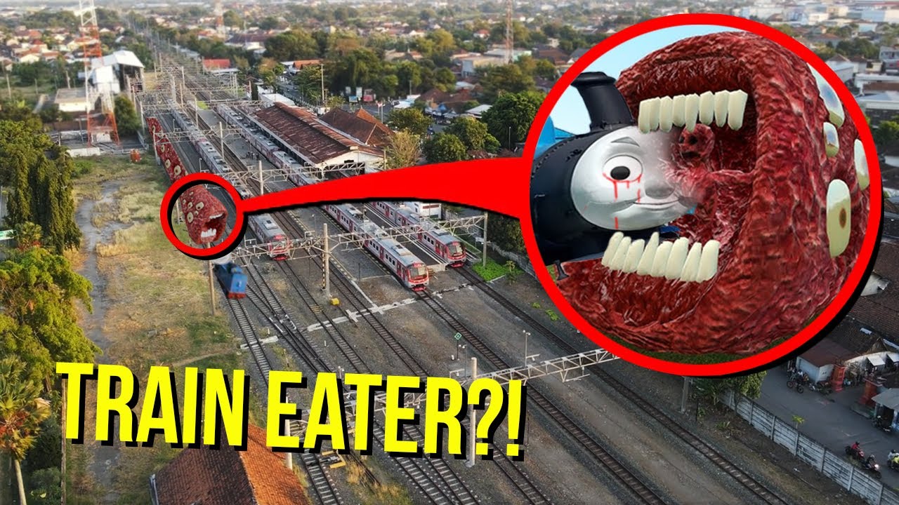 DRONE CATCHES TRAIN EATER AT ABANDONED TRAIN STATION!! (HE ATTACKED THOMAS THE TRAIN)