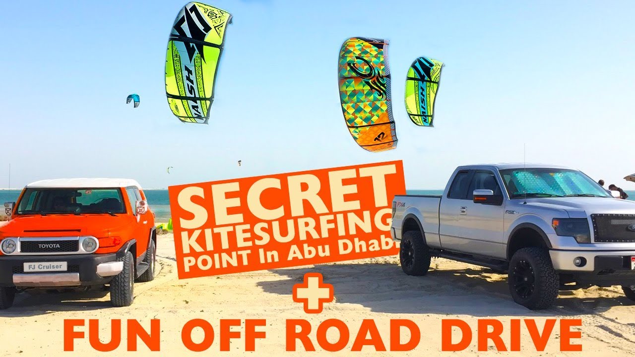 SECRET KITE SURFING POINT IN ABU DHABI // FUN OFF ROAD DRIVE