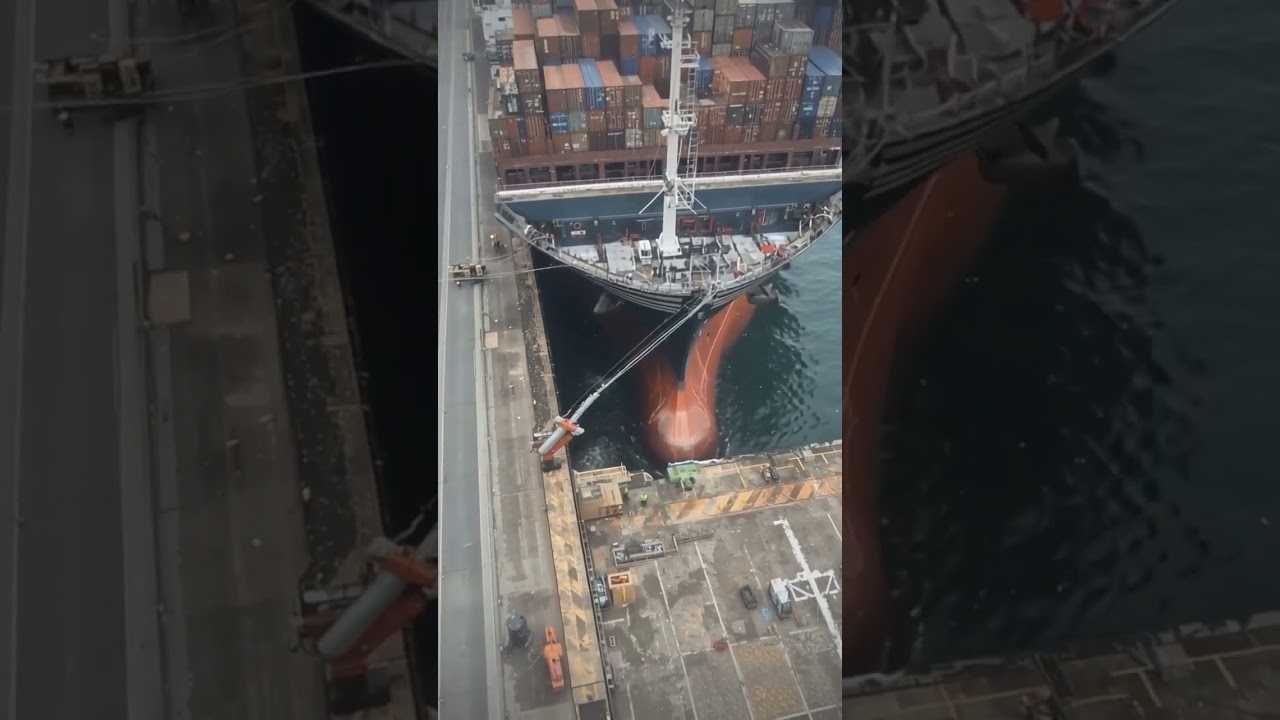 Heavy Loaded Ship Crashing Port #cctv #cctvcamera #cargoship #cargo #sea #ship #viral #ai