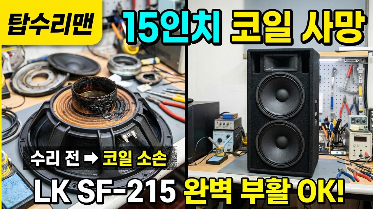 BROKKEN SPEAKER LK SF-215 Repair? 15인치 스피커수리! 중음만 나오고 타는냄새도 나요?