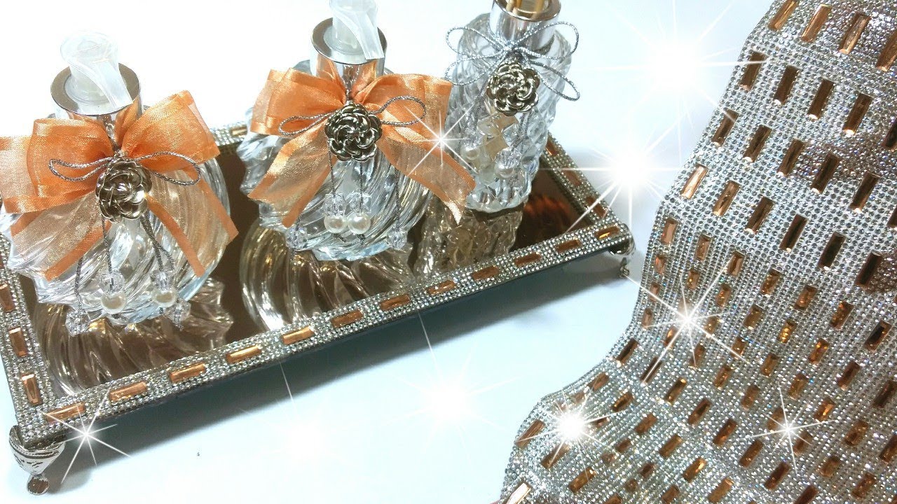 DIY KIT LAVABO COM ESPELHO BRONZE E CRISTAIS PRATA