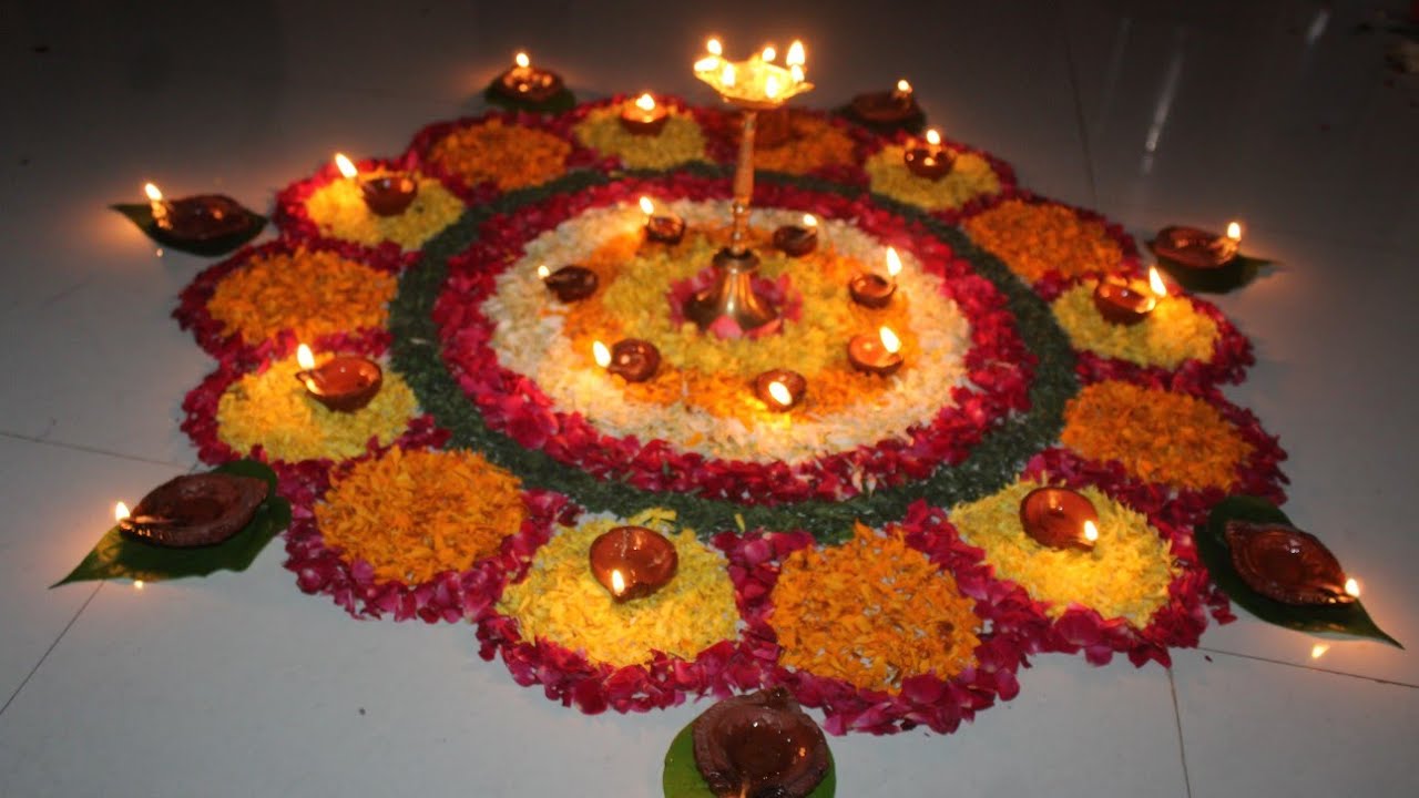 Diwali flower Rangoli designs for home // Big flower Rangoli designs for home