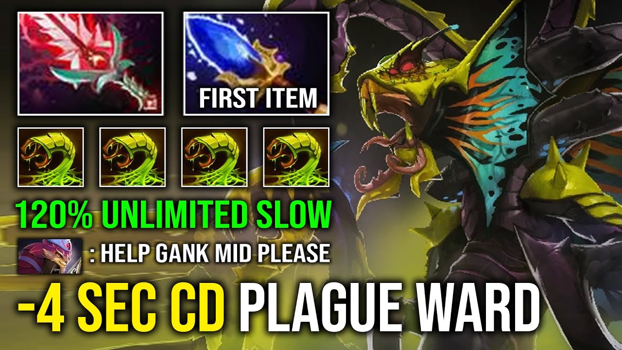 NEW IMBA MID HERO First Item Scepter 120% Slow Venomancer 4 Sec CD Plague Ward Skill Spam Dota 2