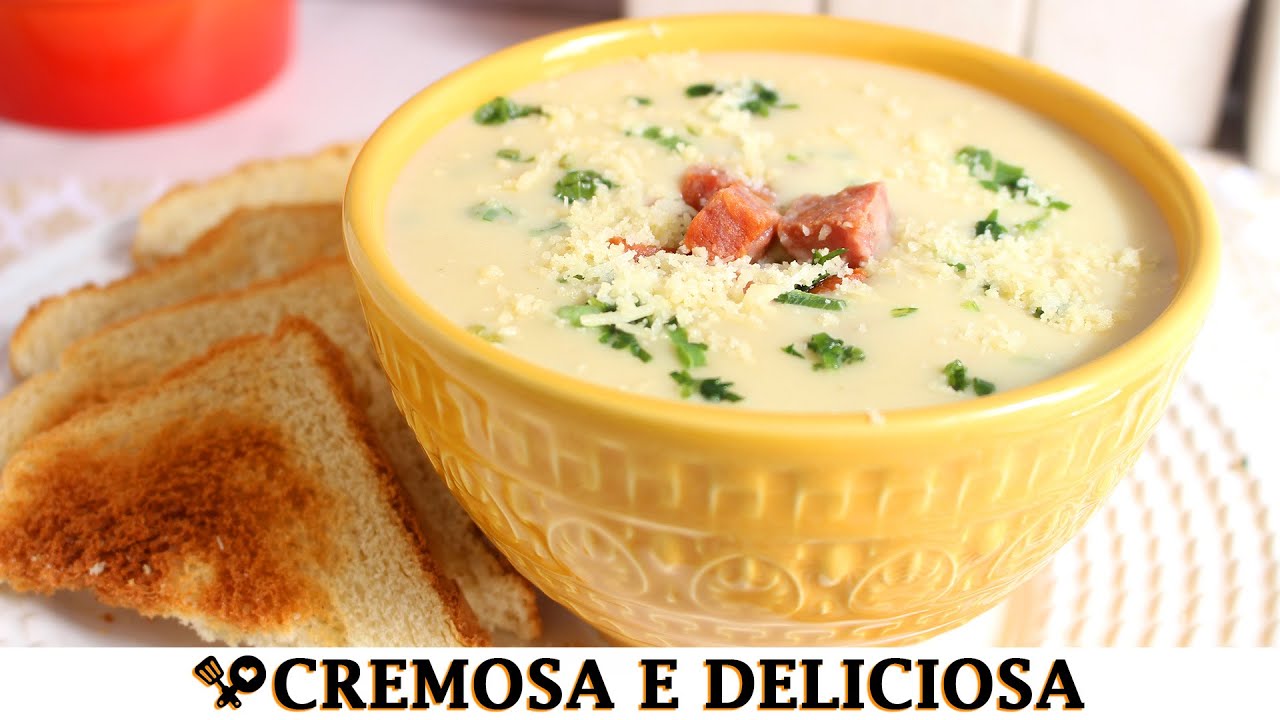 SOPA CREMOSA DE ALHO-PORÓ COM CALABRESA - RECEITAS QUE AMO