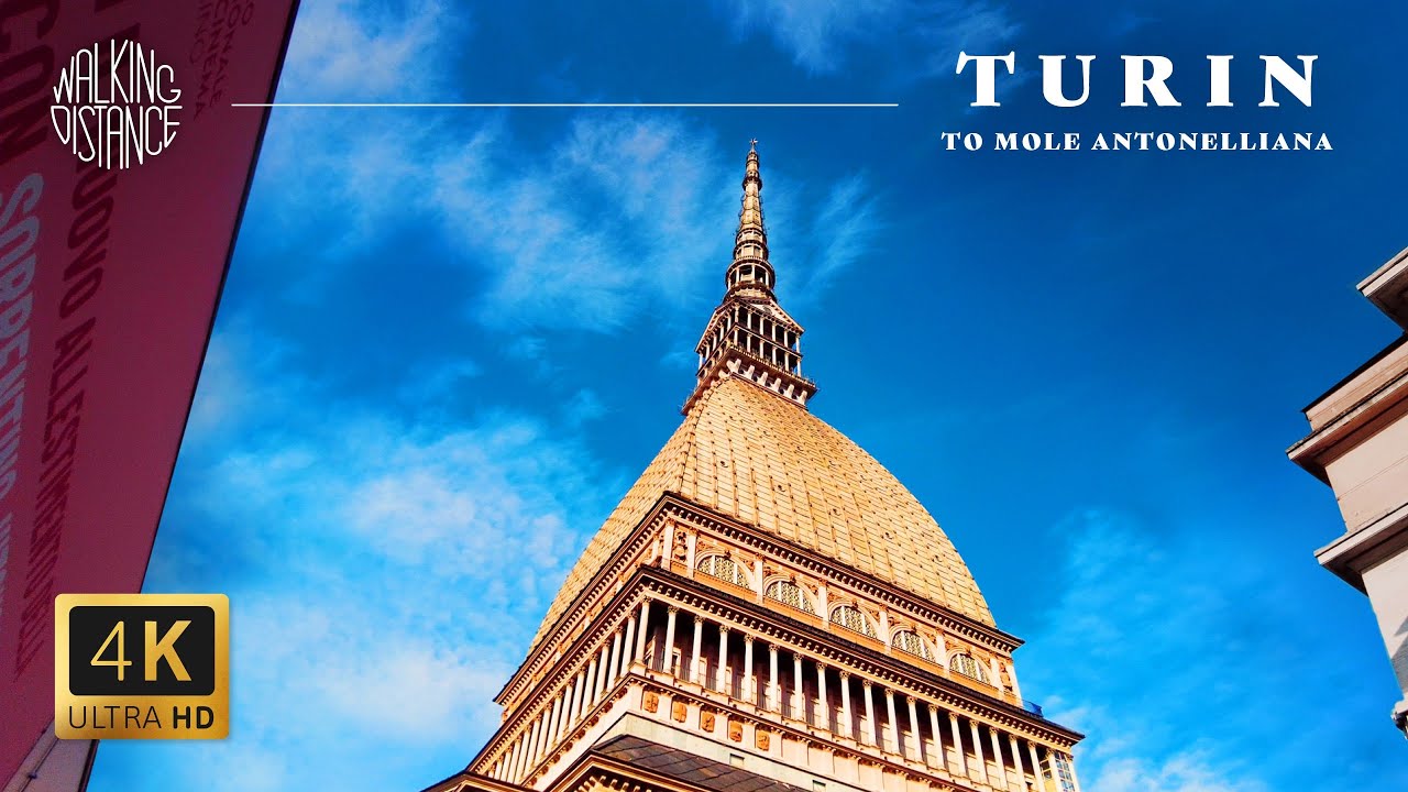 TURIN, ITALY -  [4K] Walk from Piazza San Carlo to Mole Antonelliana