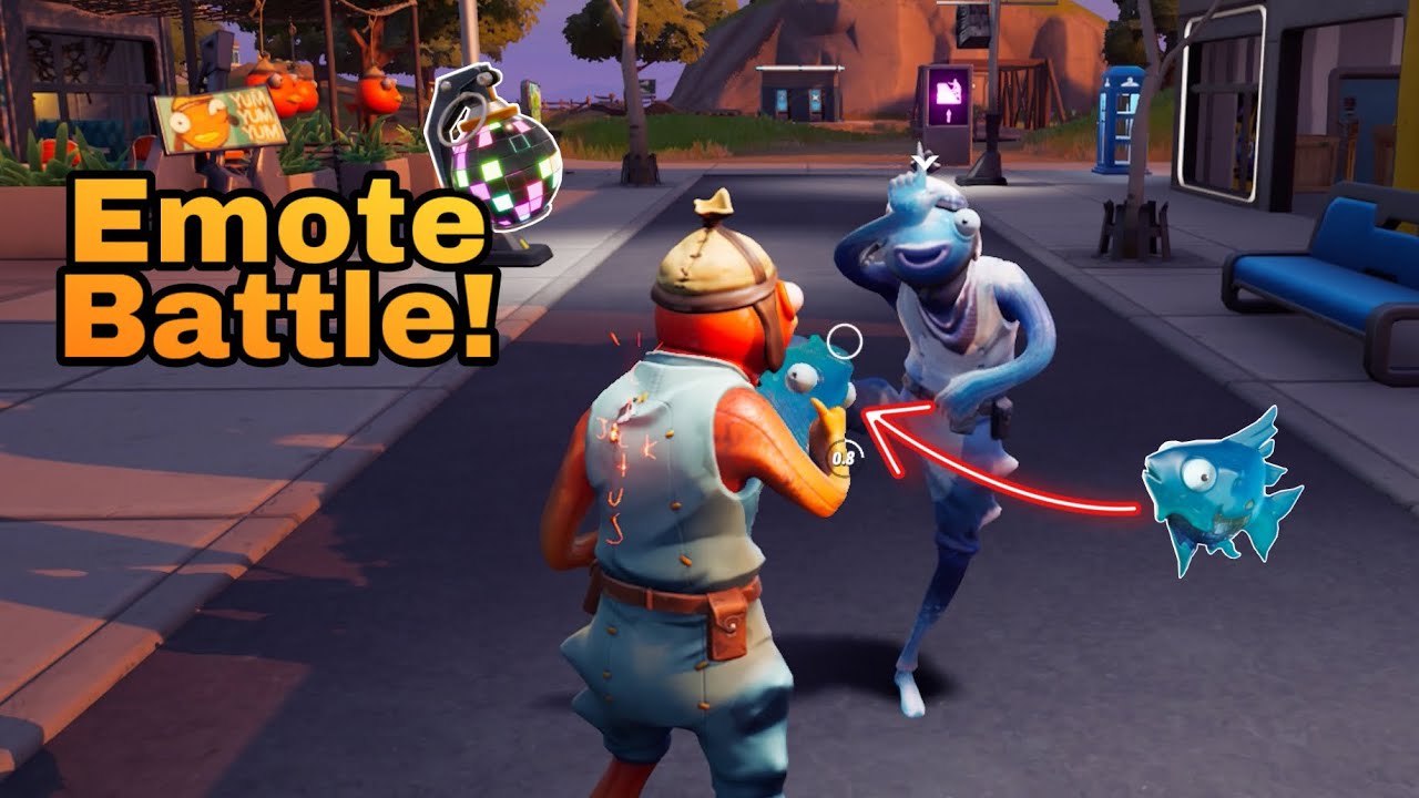 Emote Battle using Fish Stick Skin you won't Believe what Happened…😳 ( Party Royale )