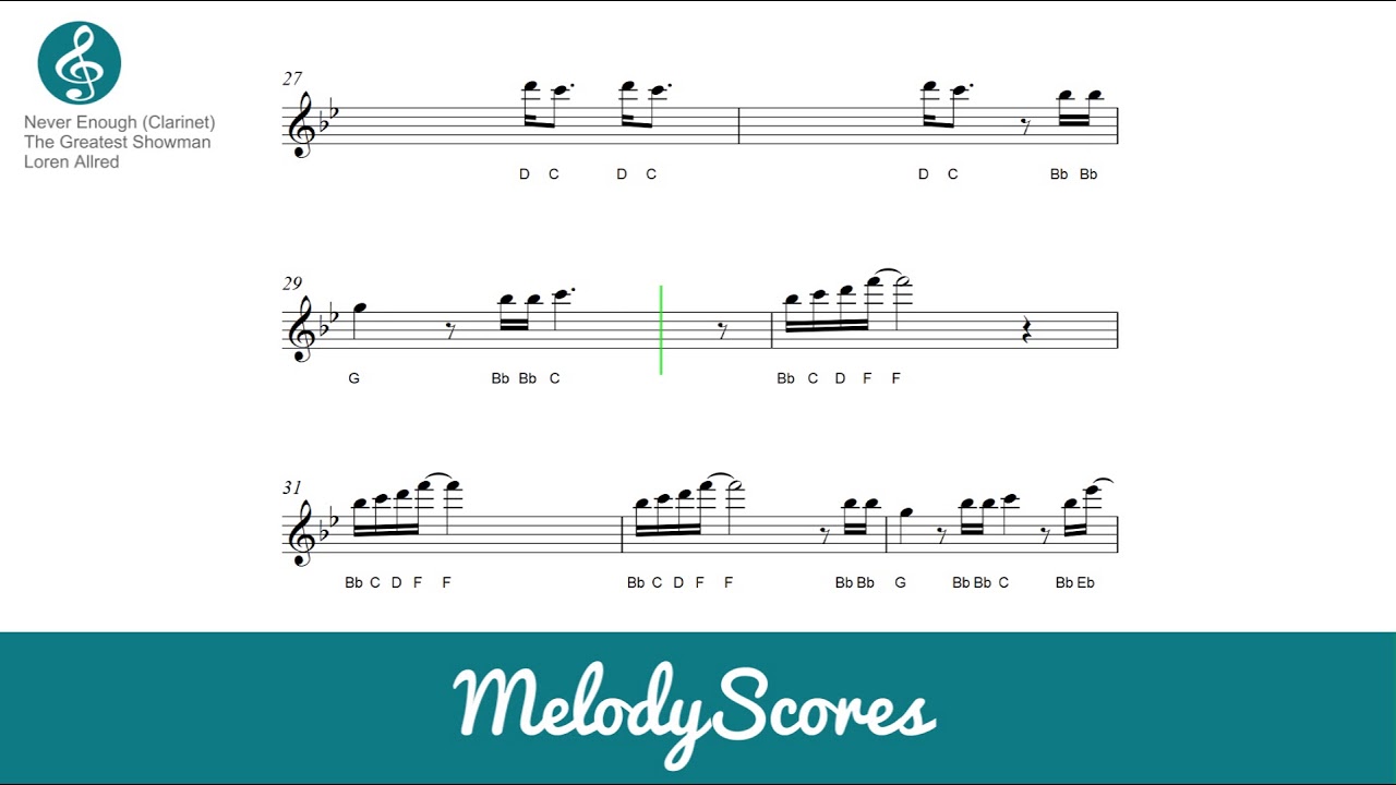 Clarinet | The Greatest Showman - Never Enough Sheet Music