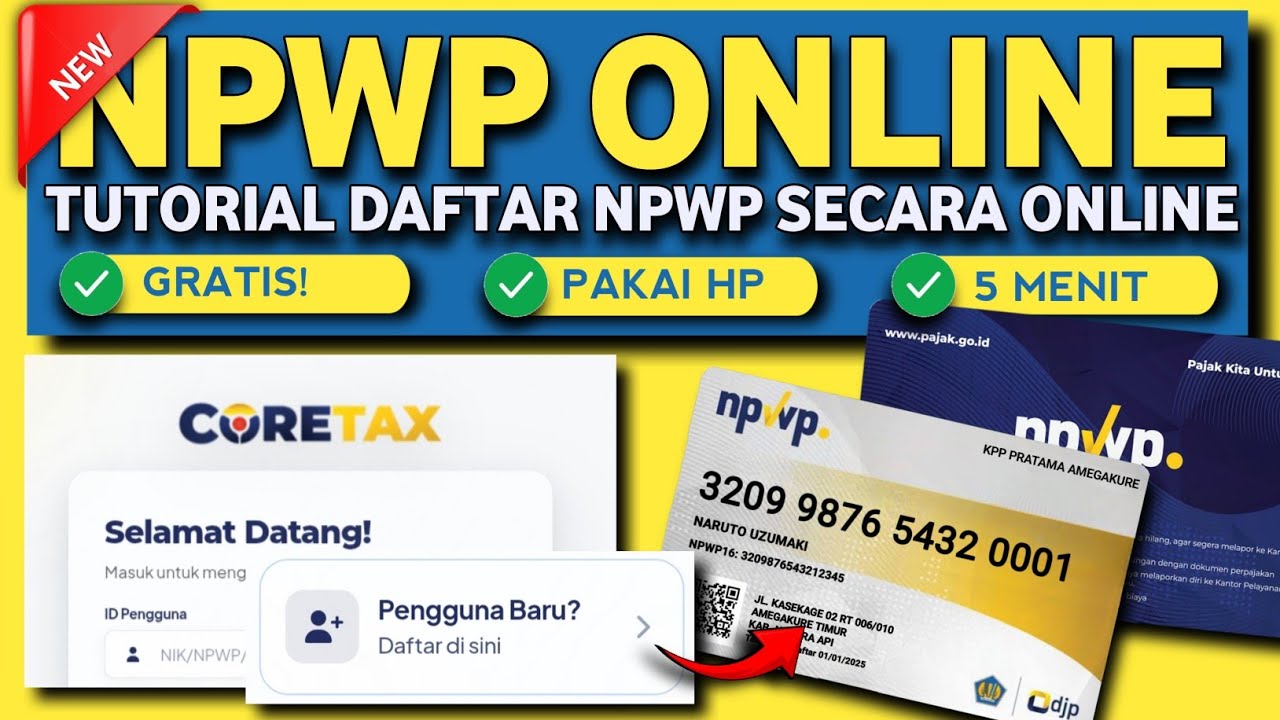 CARA MEMBUAT NPWP ONLINE LEWAT CORETAX TERBARU 2026 GRATIS LEWAT HP