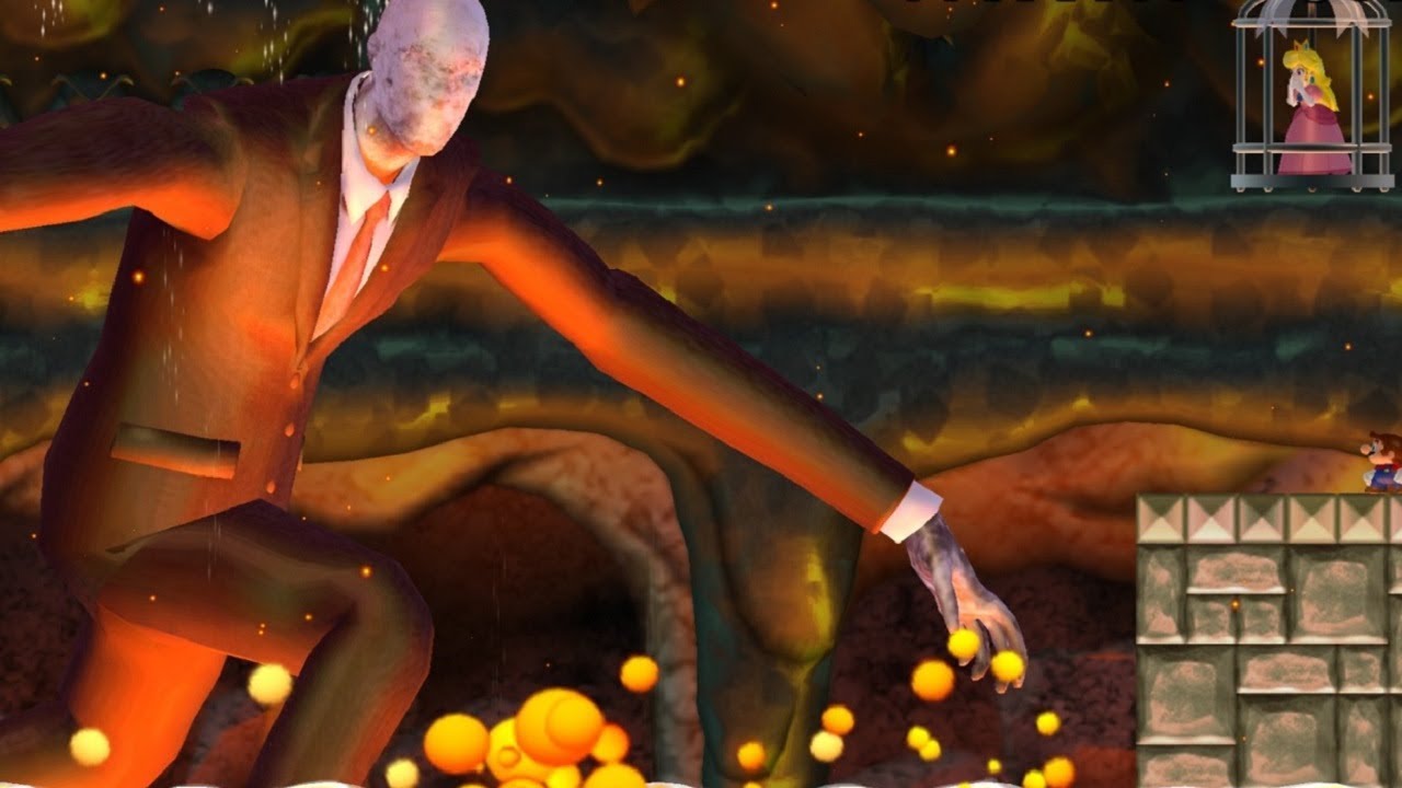 New Super Mario Bros Wii - Slender Man Boss Battle