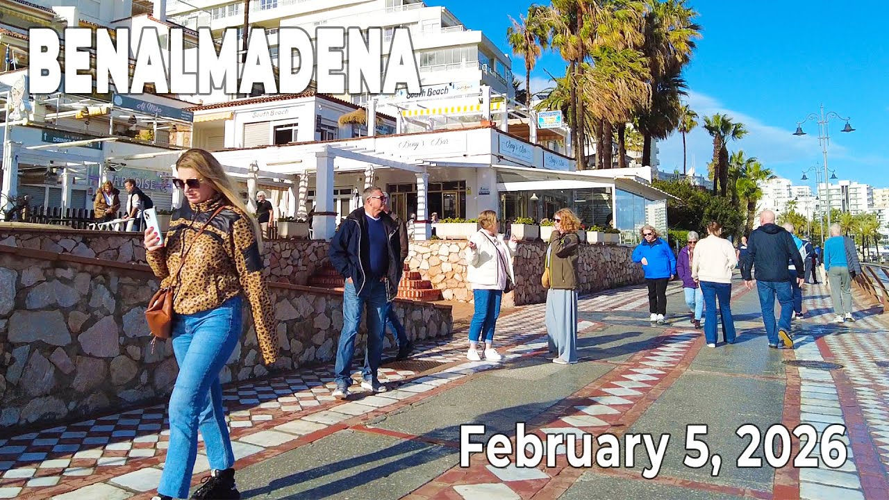 Benalmadena February 5, 2026 Promenade Walk Malaga Costa del Sol Spain [4K]
