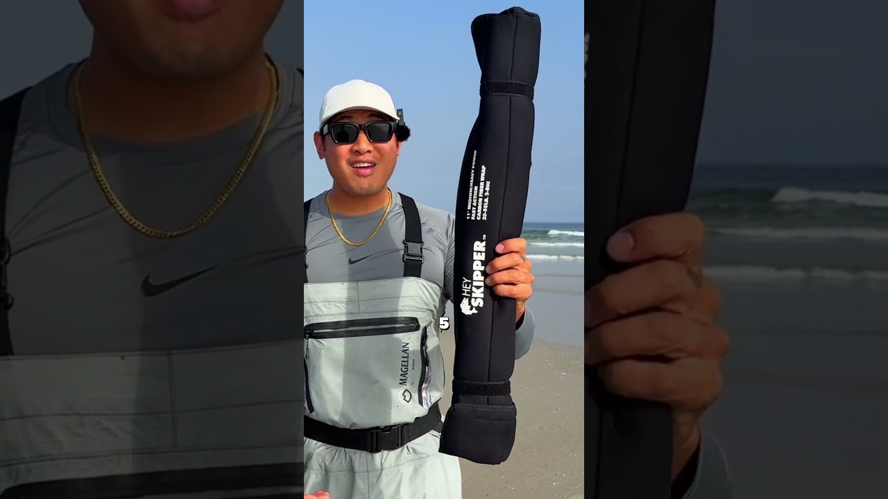 My 11ft surf rod breaks down to 5 pieces for easy travel! 🎣✈️ #fishing