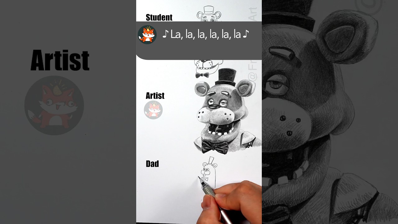 Five Nights at Freddy&rsquo;s movie Dad vs Artist how to draw Freddy. Halloween drawing #gaming #movie