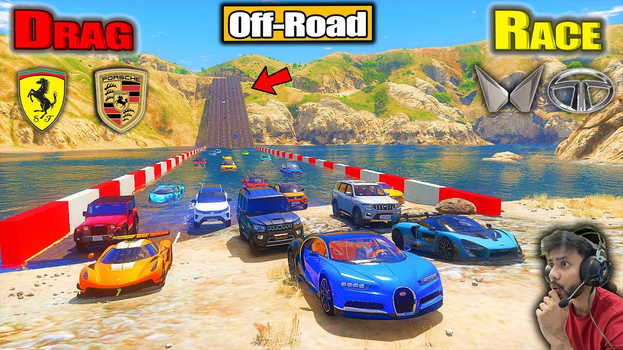 GTA 5 Indian Suv and Super Sports Car Off-Road Drag Race GTA 5