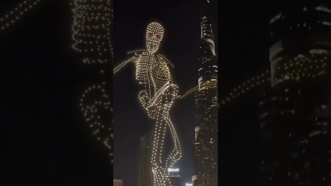 Insane Giant Skeleton Drone Show In Dubai - Drone Shows Are Incredible Moments Of Impact&hellip;even fake