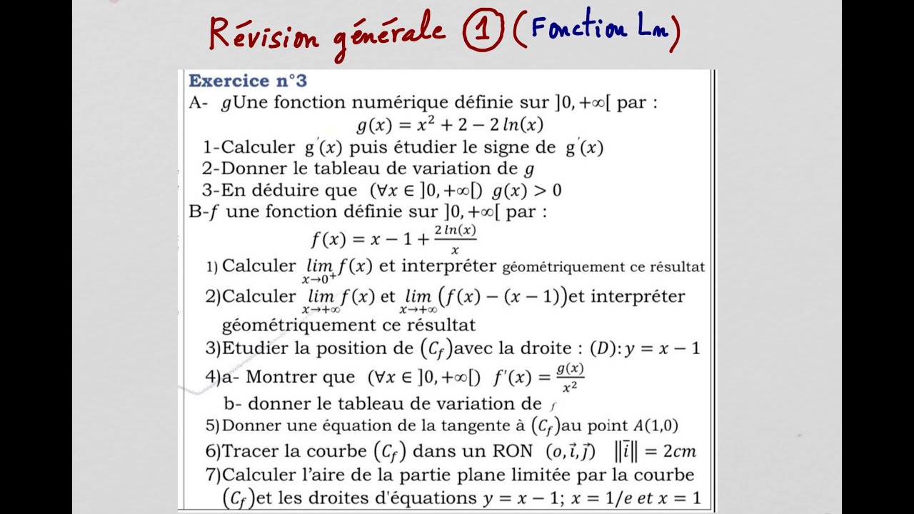 Mathématique : Révision générale (Fonction Ln)